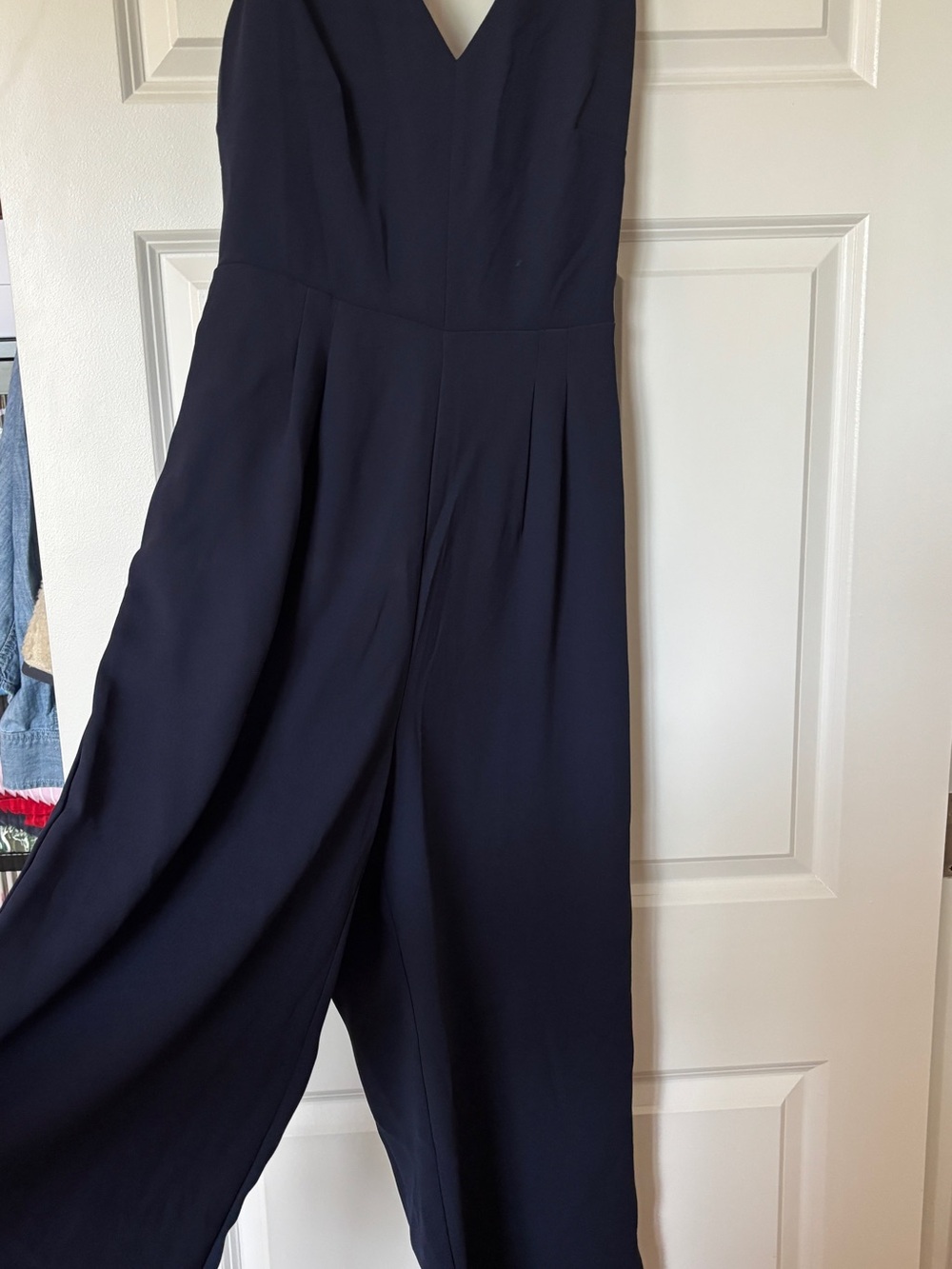 J. Crew Navy V-Neck Wide-Leg Jumpsuit